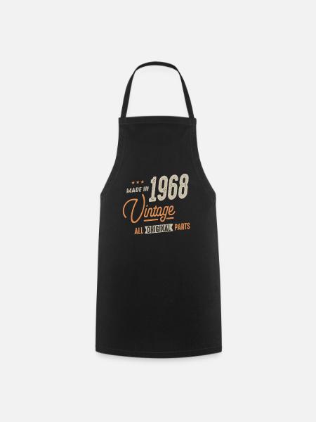 1968 Vintage Original Parts - 54th birthday Retro - Cooking Apron - black