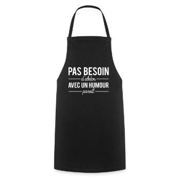 Pas besoin d'abdos avec un humour pareil corps - Tablier de cuisine - noir - Devant - AI Model Male 185 dark (185cm)
