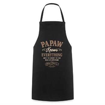 Mens Papaw weiß alles Lustiger Vatertag - Kochschürze - Schwarz - Vorne - AI Model Male 185 dark (185cm)
