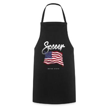 USA Soccer - American Flag - Cooking Apron - black - Front - AI Model Male 185 dark (185cm)