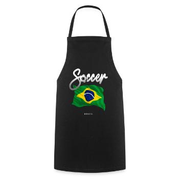 Brazil Soccer - Brazilian Flag - Cooking Apron - black - Front - AI Model Male 185 dark (185cm)