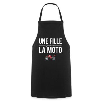 Une Fille Qui Aime La Moto Humour Motarde - Tablier de cuisine - noir - Devant - AI Model Male 185 dark (185cm)