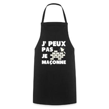 Tshirt humour maçon je peux pas je maçonne cadeau - Tablier de cuisine - noir - Devant - AI Model Male 185 dark (185cm)