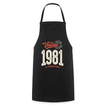 Vintage né en 1981 - 41ème anniversaire Retro - Tablier de cuisine - noir - Devant - AI Model Male 185 dark (185cm)