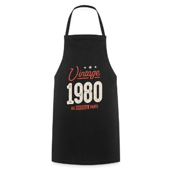 Vintage Born in 1980 - 42nd Birthday Retro - Cooking Apron - black - Front - AI Model Male 185 dark (185cm)