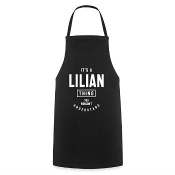 Lilian Nom personnalisé - Tablier de cuisine - noir - Devant - AI Model Male 185 dark (185cm)