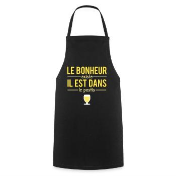 Le bonheur existe il est dans le pastis apéro - Tablier de cuisine - noir - Devant - AI Model Male 185 dark (185cm)