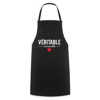 Véritable mamounette super maman fête des mères - Tablier de cuisine - noir - Devant - AI Model Male 185 dark (185cm)