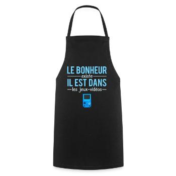 Le Bonheur Existe il Est Dans Les Jeux Vidéos - Tablier de cuisine - noir - Devant - AI Model Male 185 dark (185cm)