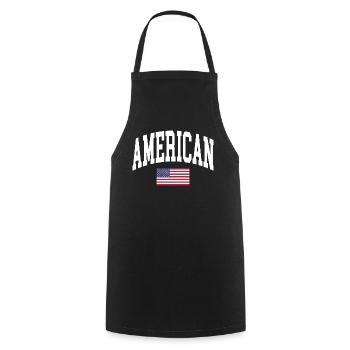 American - Cooking Apron - black - Front - AI Model Male 185 dark (185cm)