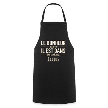 Le Bonheur Existe il Est Dans Les Échecs Humour - Tablier de cuisine - noir - Devant - AI Model Male 185 dark (185cm)