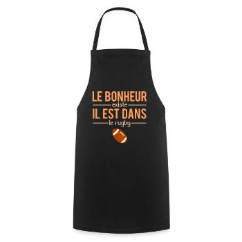 Le Bonheur Existe il Est Dans Le Rugby Sport - Tablier de cuisine - noir - Devant - AI Model Male 185 dark (185cm)