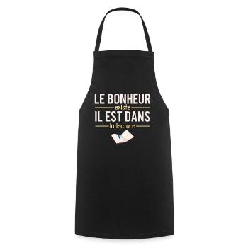 Le Bonheur Existe il Est Dans La Lecture Humour - Tablier de cuisine - noir - Devant - AI Model Male 185 dark (185cm)