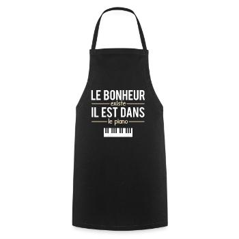 Le Bonheur Existe il Est Dans Le Piano Pianiste - Tablier de cuisine - noir - Devant - AI Model Male 185 dark (185cm)