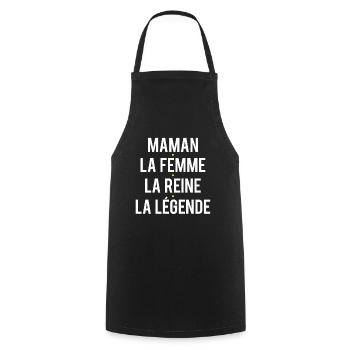 Maman Femme Reine Légende Fête Des Mères Humour - Tablier de cuisine - noir - Devant - AI Model Male 185 dark (185cm)