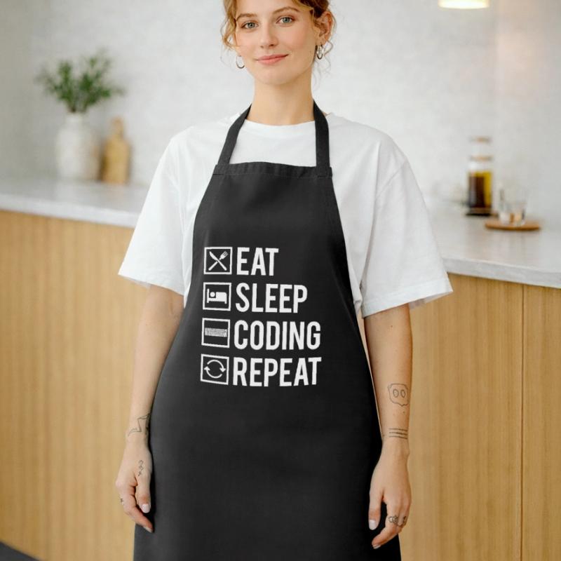Eat Sleep Coding Repeat Dev Codeur Humour Tablier de cuisine