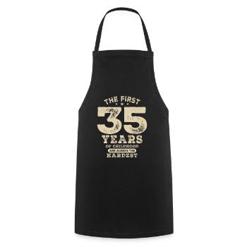 Funny 35th Birthday Age 35 Years Old - Cooking Apron - black - Front - AI Model Male 185 dark (185cm)