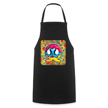 Psychedelisches Motiv Smiley - Kochschürze - Schwarz - Vorne - AI Model Male 185 dark (185cm)