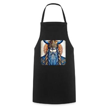 Proud Viking with Horns Helmet - Cooking Apron - black - Front - AI Model Male 185 dark (185cm)