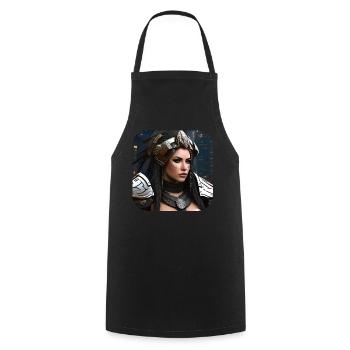 Proud Viking Shieldmaiden Cyborg - Cooking Apron - black - Front - AI Model Male 185 dark (185cm)