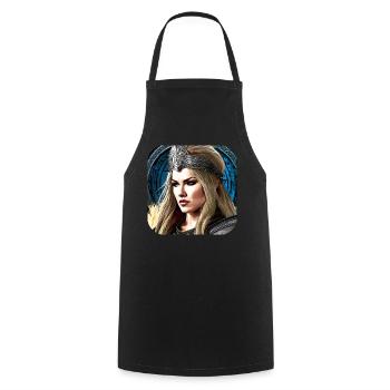 Proud Viking Shieldmaiden Cyborg - Cooking Apron - black - Front - AI Model Male 185 dark (185cm)