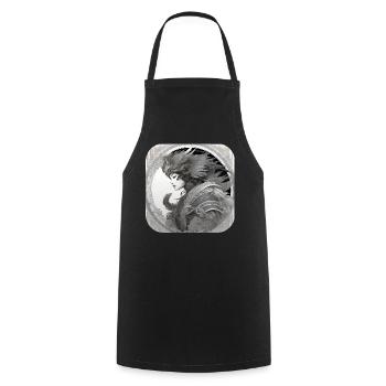 Proud Fantasy Warrior Shieldmaiden - Cooking Apron - black - Front - AI Model Male 185 dark (185cm)