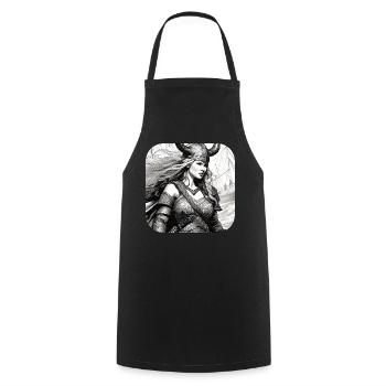 Proud Viking Germanin Shieldmaiden - Cooking Apron - black - Front - AI Model Male 185 dark (185cm)