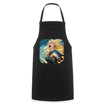 Proud Viking Germanin Shieldmaiden - Cooking Apron - black - Front - AI Model Male 185 dark (185cm)