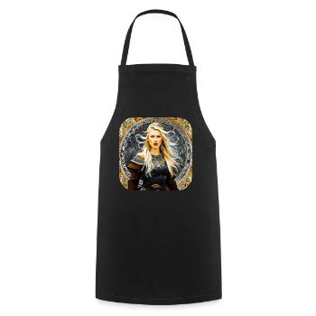 Proud Viking Germanin Shieldmaiden - Cooking Apron - black - Front - AI Model Male 185 dark (185cm)