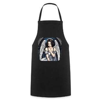 Cool Gothic Angel III - Cooking Apron - black - Front - AI Model Male 185 dark (185cm)