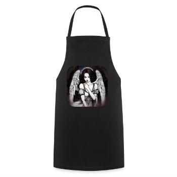 Cool Gothic Angel II - Cooking Apron - black - Front - AI Model Male 185 dark (185cm)