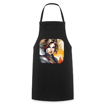 Fier guerrier - Tablier de cuisine - noir - Devant - AI Model Male 185 dark (185cm)