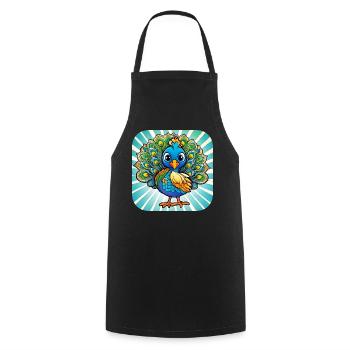 Cute Peacock I - Cooking Apron - black - Front - AI Model Male 185 dark (185cm)