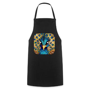 Cute Peacock II - Cooking Apron - black - Front - AI Model Male 185 dark (185cm)