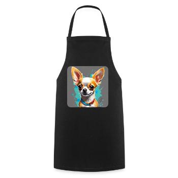 Cute little Chihuahua dog in comic style - Cooking Apron - black - Front - AI Model Male 185 dark (185cm)