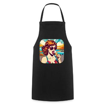 Fille rétro cool - Tablier de cuisine - noir - Devant - AI Model Male 185 dark (185cm)