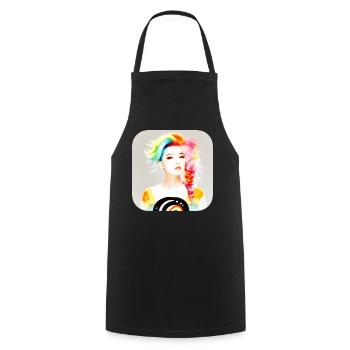 Cool girl with rainbow hair - Cooking Apron - black - Front - AI Model Male 185 dark (185cm)