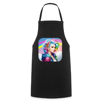 Cool girl with rainbow hair - Cooking Apron - black - Front - AI Model Male 185 dark (185cm)