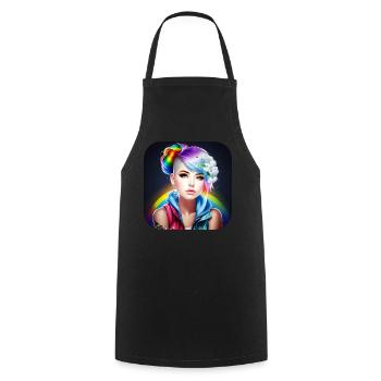 Cool girl with rainbow hair - Cooking Apron - black - Front - AI Model Male 185 dark (185cm)
