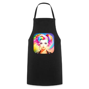 Cute girl with rainbow hair - Cooking Apron - black - Front - AI Model Male 185 dark (185cm)