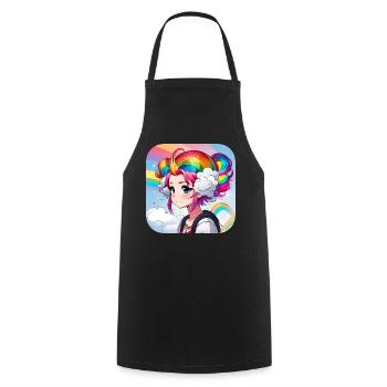 Cute girl with rainbow hair - Cooking Apron - black - Front - AI Model Male 185 dark (185cm)