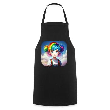 Cute girl with rainbow hair - Cooking Apron - black - Front - AI Model Male 185 dark (185cm)