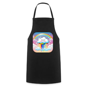 Cute Cloud Raining Rainbow Colors - Cooking Apron - black - Front - AI Model Male 185 dark (185cm)