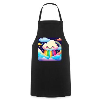 Cute Cloud Raining Rainbow Colors - Cooking Apron - black - Front - AI Model Male 185 dark (185cm)