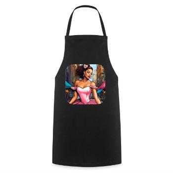 Princesse de conte de fées moderne en rose - Tablier de cuisine - noir - Devant - AI Model Male 185 dark (185cm)