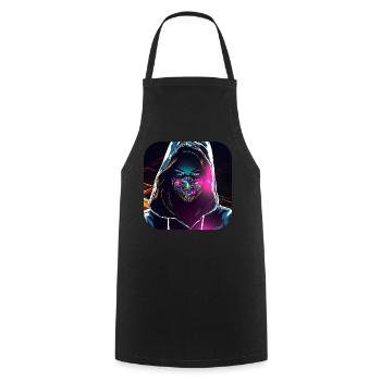 Cool Cyberpunk Girl IV - Cooking Apron - black - Front - AI Model Male 185 dark (185cm)