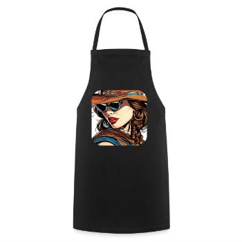 Fille occidentale cool avec des lunettes de soleil - Tablier de cuisine - noir - Devant - AI Model Male 185 dark (185cm)