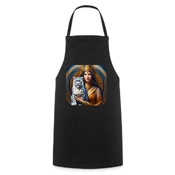 Chaman mystique avec léopard des neiges - Tablier de cuisine - noir - Devant - AI Model Male 185 dark (185cm)