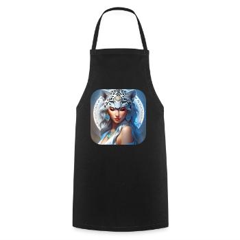Mystic Animal Shaman Snow Leopard - Cooking Apron - black - Front - AI Model Male 185 dark (185cm)