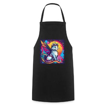 Cute Unicorn Cat with Butterfly Wings - Cooking Apron - black - Front - AI Model Male 185 dark (185cm)